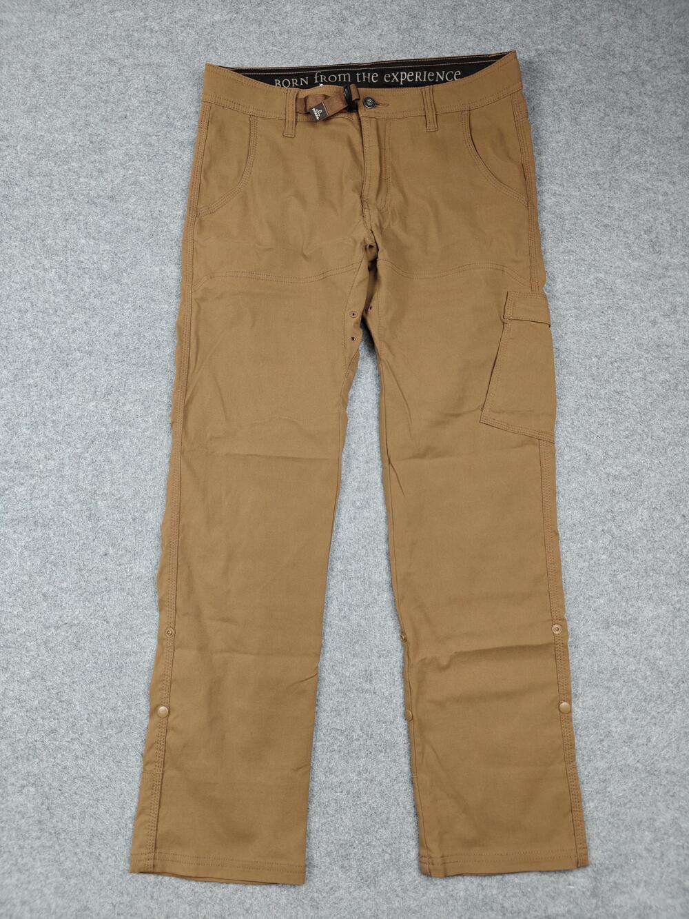 PrAna Pants Mens 31x30 Brown Cargo Regular Fit Canvas Adjustable Waist Pockets